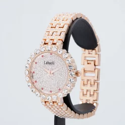 นาฬิกาข้อมือ LABAOLI สเตนเลส สตีล หน้าปัดทรงกลม สายแบบข้อสี่เหลี่ยม ประดับเพชร CZ - Image 3