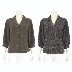 เสื้อเชิ้ต แขนกระบอก ปลายแขนพองยาว 4 ส่วน ผ้าลายเส้นสไตล์เพสลีย์