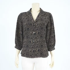 เสื้อเชิ้ต แขนกระบอก ปลายแขนพองยาว 4 ส่วน ผ้าลายเส้นสไตล์เพสลีย์ - Image 2