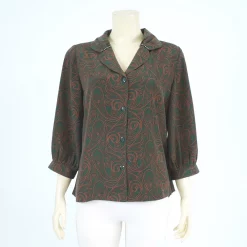 เสื้อเชิ้ต แขนกระบอก ปลายแขนพองยาว 4 ส่วน ผ้าลายเส้นสไตล์เพสลีย์ - Image 3