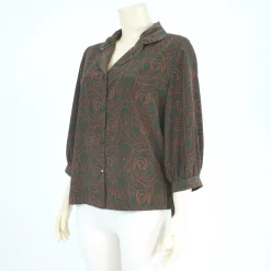 เสื้อเชิ้ต แขนกระบอก ปลายแขนพองยาว 4 ส่วน ผ้าลายเส้นสไตล์เพสลีย์ - Image 4
