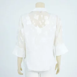เสื้อเชิ้ต แขน 4 ส่วน ผ้าเบิร์นเอ้าท์ลายดอกไม้และใบไม้ - Image 3