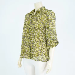 เสื้อเชิ้ต แขน 4 ส่วน ผ้าลายดอกไม้ - Image 2