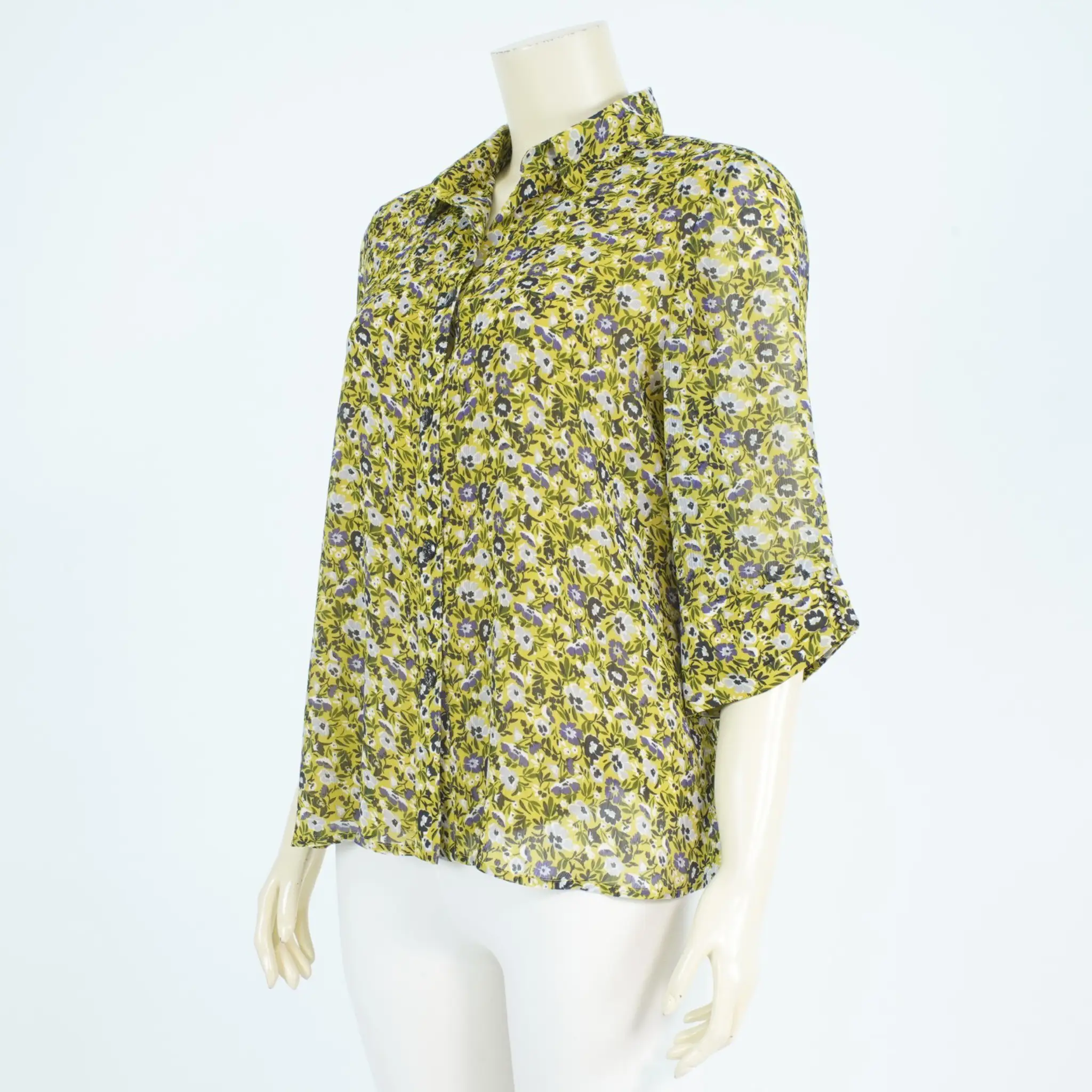 เสื้อเชิ้ต แขน 4 ส่วน ผ้าลายดอกไม้ - Image 2