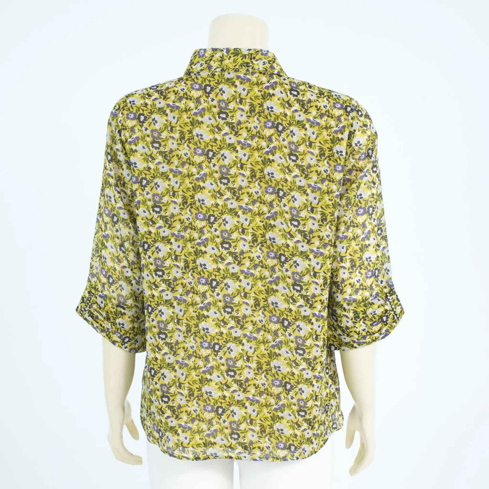 เสื้อเชิ้ต แขน 4 ส่วน ผ้าลายดอกไม้ - Image 3
