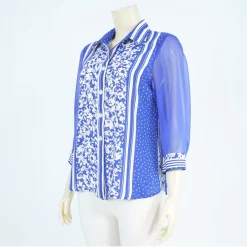 เสื้อเชิ้ต แขน 4 ส่วน ผ้าลายดอกไม้และลายจุด - Image 2