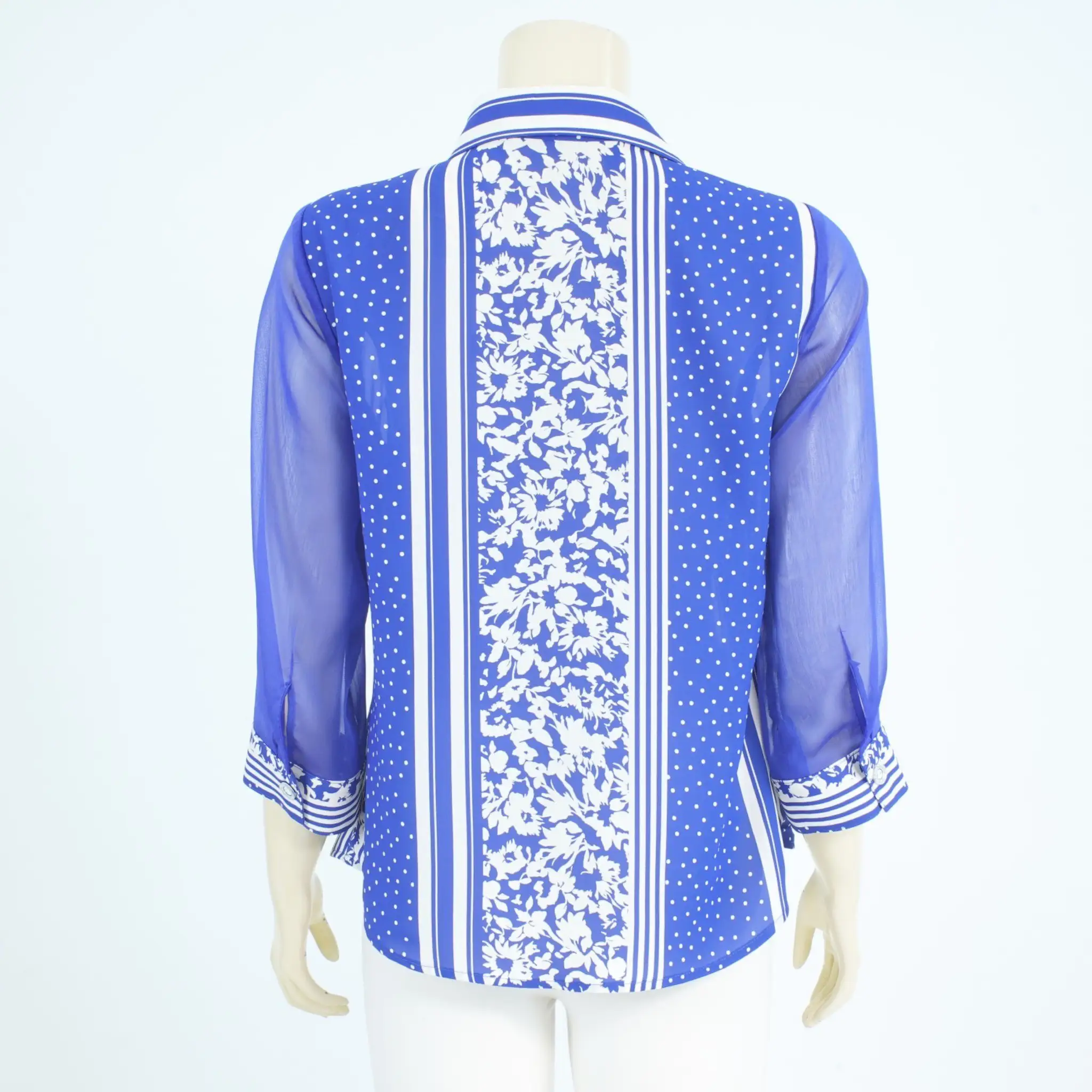 เสื้อเชิ้ต แขน 4 ส่วน ผ้าลายดอกไม้และลายจุด - Image 3