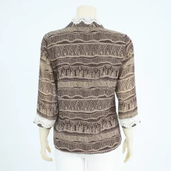 เสื้อเชิ้ตคอปกกล้วยแขน 4 ส่วน ผ้าลายคลื่นโค้งแนวขวาง - Image 3