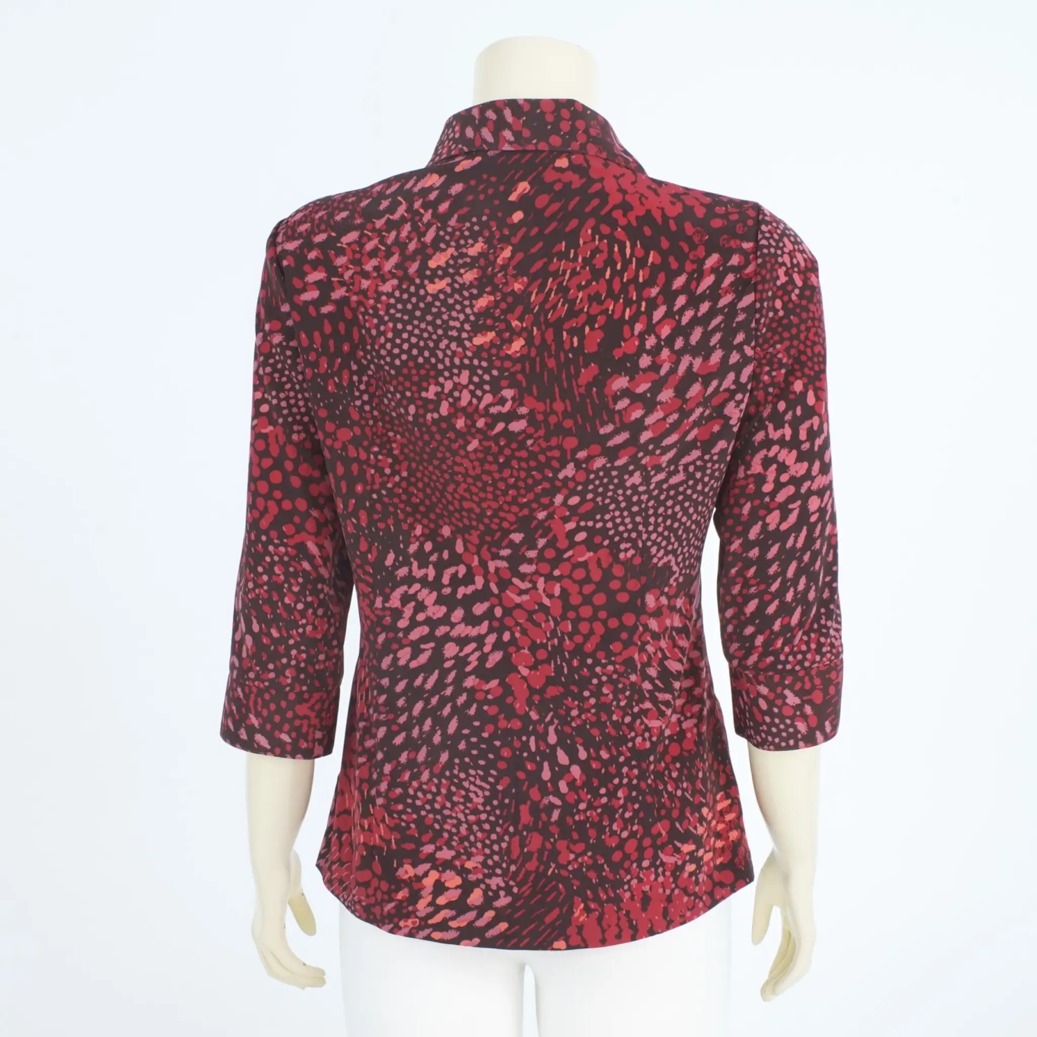 เสื้อคอปกปีกนก แขนกระบอกยาว 3 ส่วน ผ้าพีชสกินลายเสือดาว - Image 3