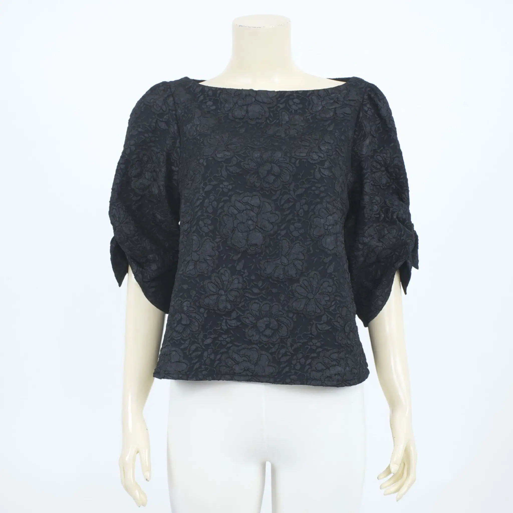 เสื้อคอปาด แขนพองยาว 4 ส่วน ผ้าแฟนซีแจ็คการ์ด - Image 2