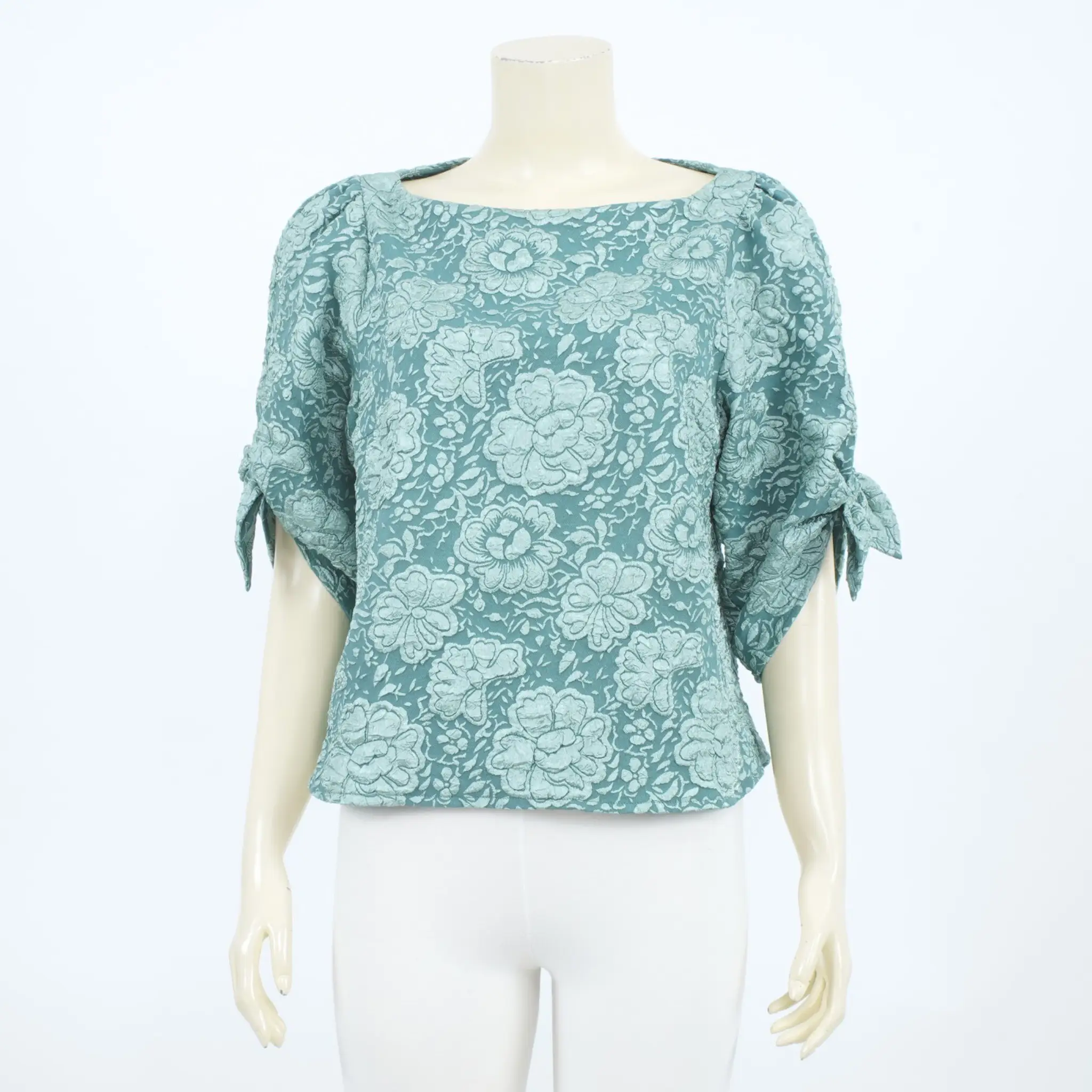 เสื้อคอปาด แขนพองยาว 4 ส่วน ผ้าแฟนซีแจ็คการ์ด - Image 5