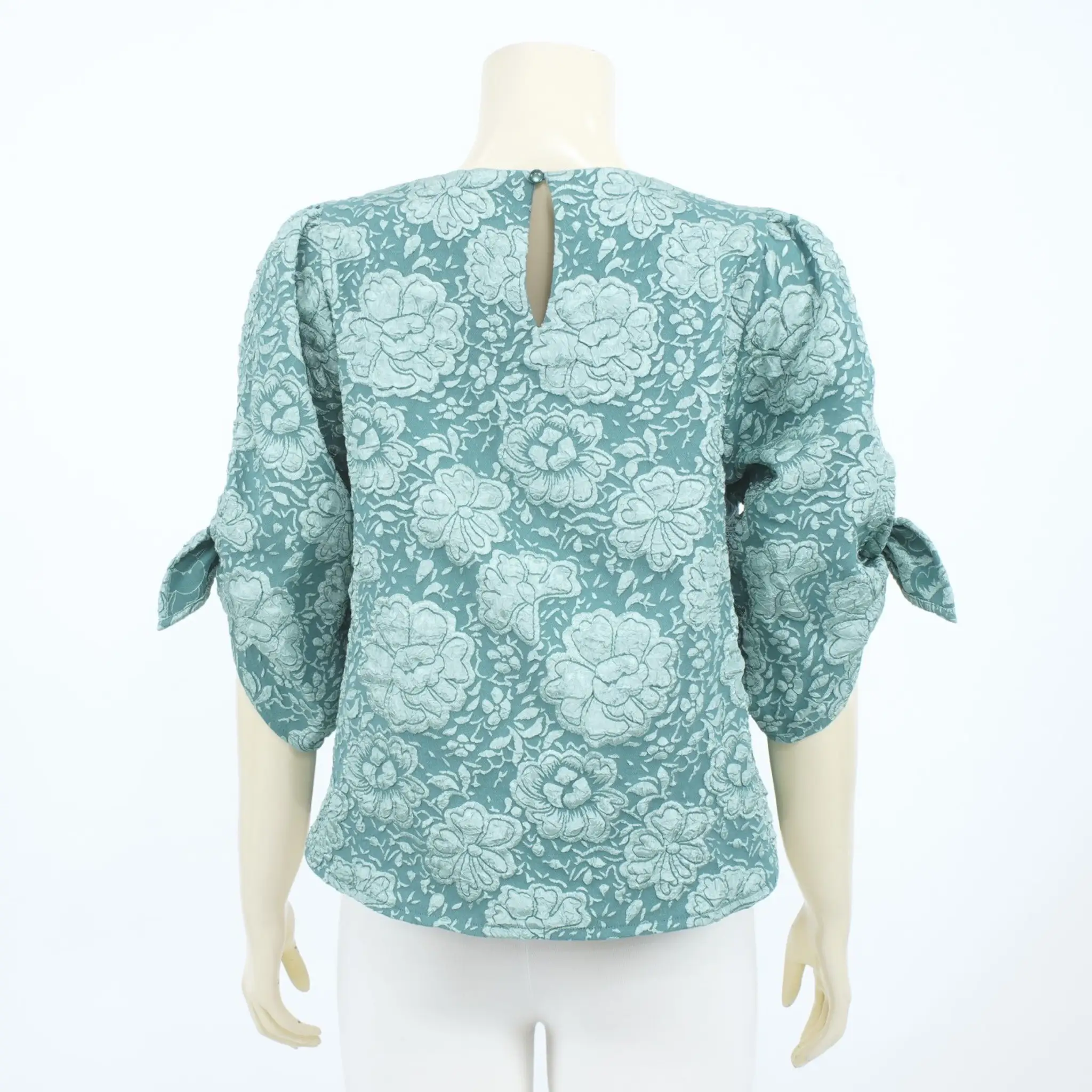 เสื้อคอปาด แขนพองยาว 4 ส่วน ผ้าแฟนซีแจ็คการ์ด - Image 3