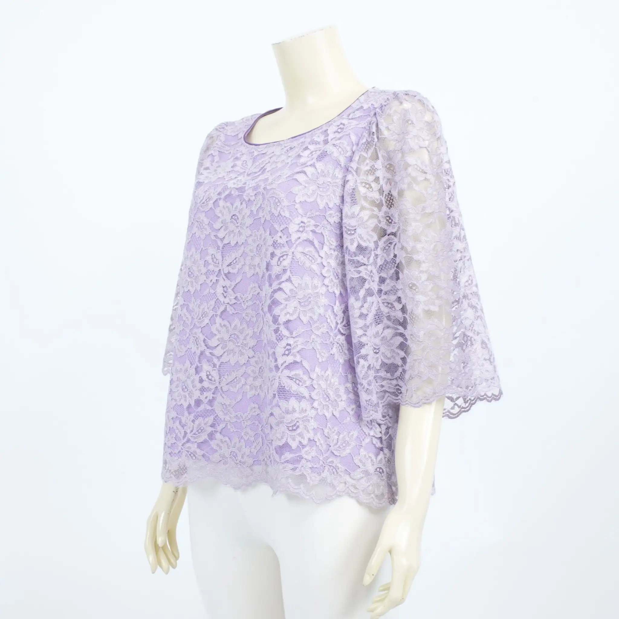 เสื้อคอปาด แขนบาน 4 ส่วน ผ้าลูกไม้ - Image 2