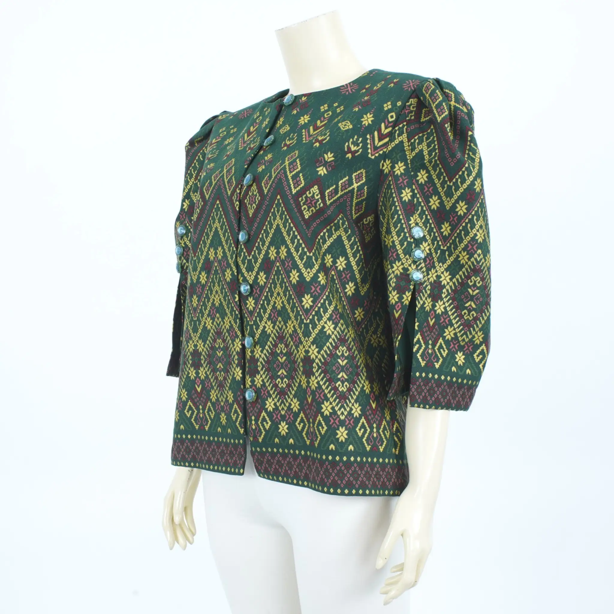 เสื้อคอกลม ผ่าหน้า แขนจับจีบพอง 3 ส่วน - Image 4