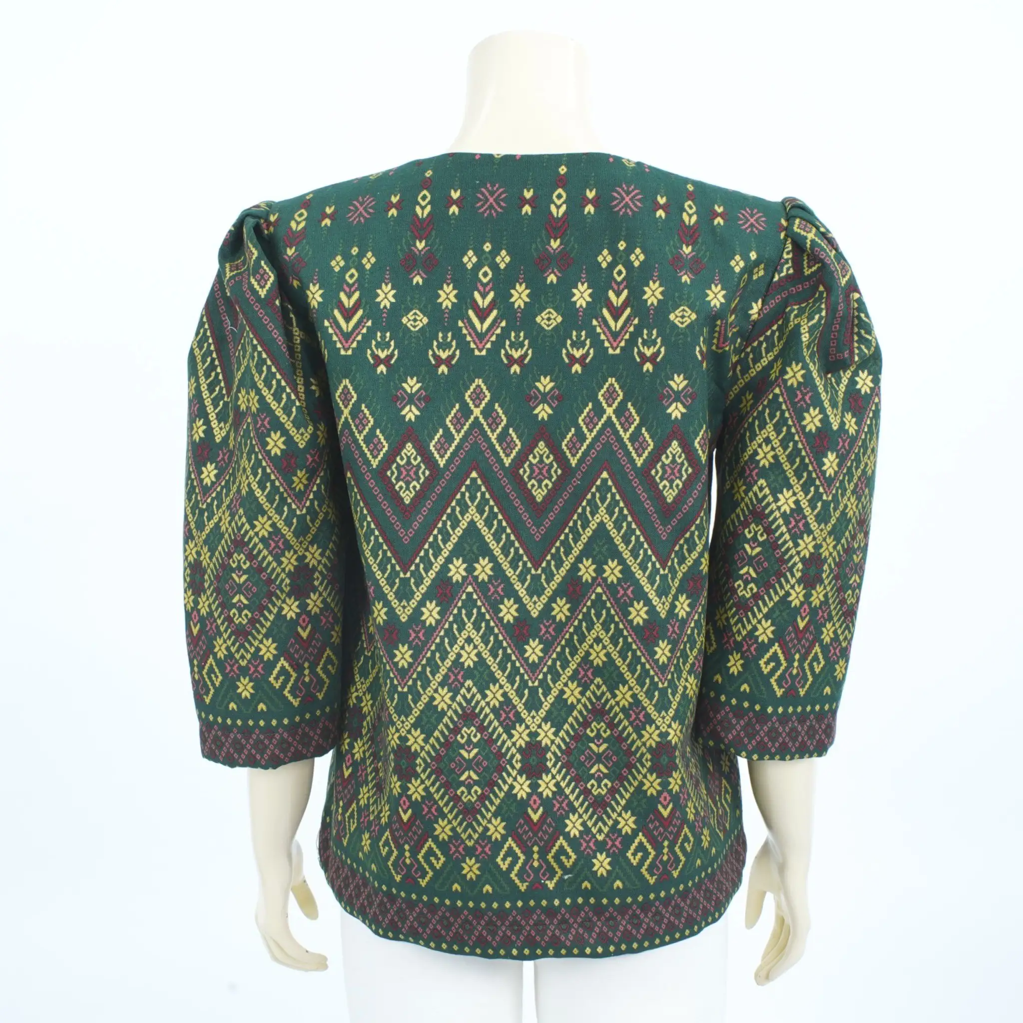 เสื้อคอกลม ผ่าหน้า แขนจับจีบพอง 3 ส่วน - Image 5