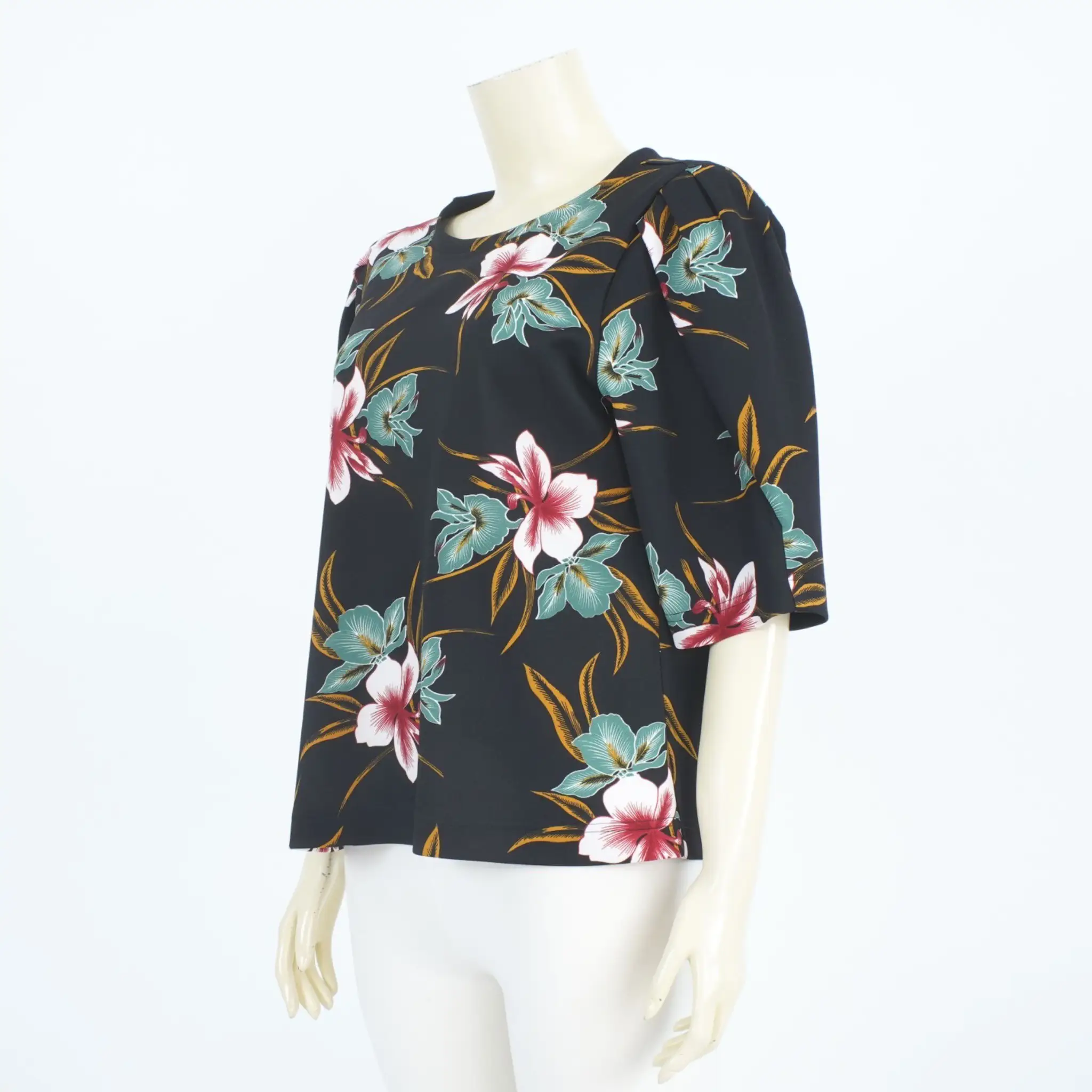เสื้อคอกลมแขนพองลายดอกชงโค - Image 3