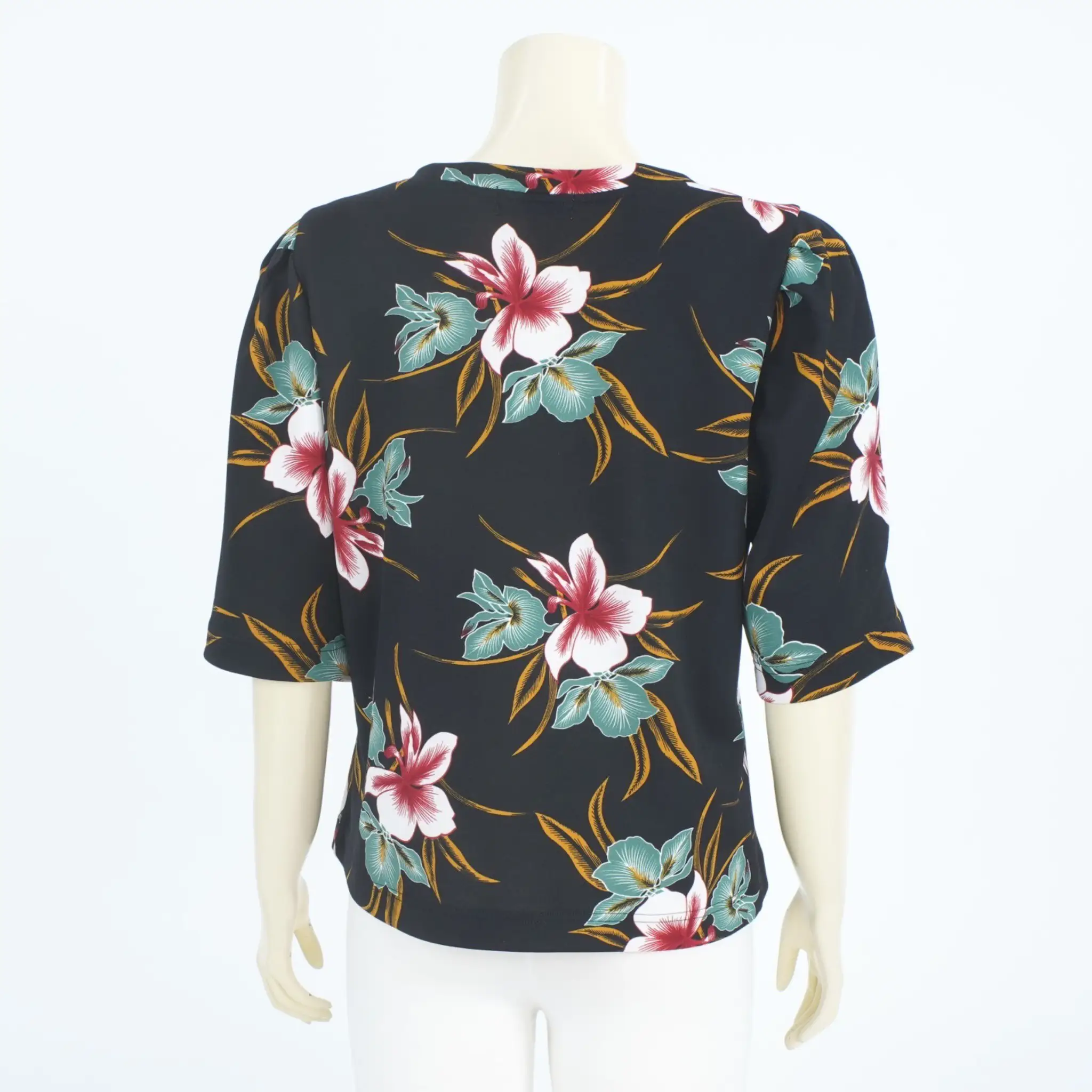 เสื้อคอกลมแขนพองลายดอกชงโค - Image 2