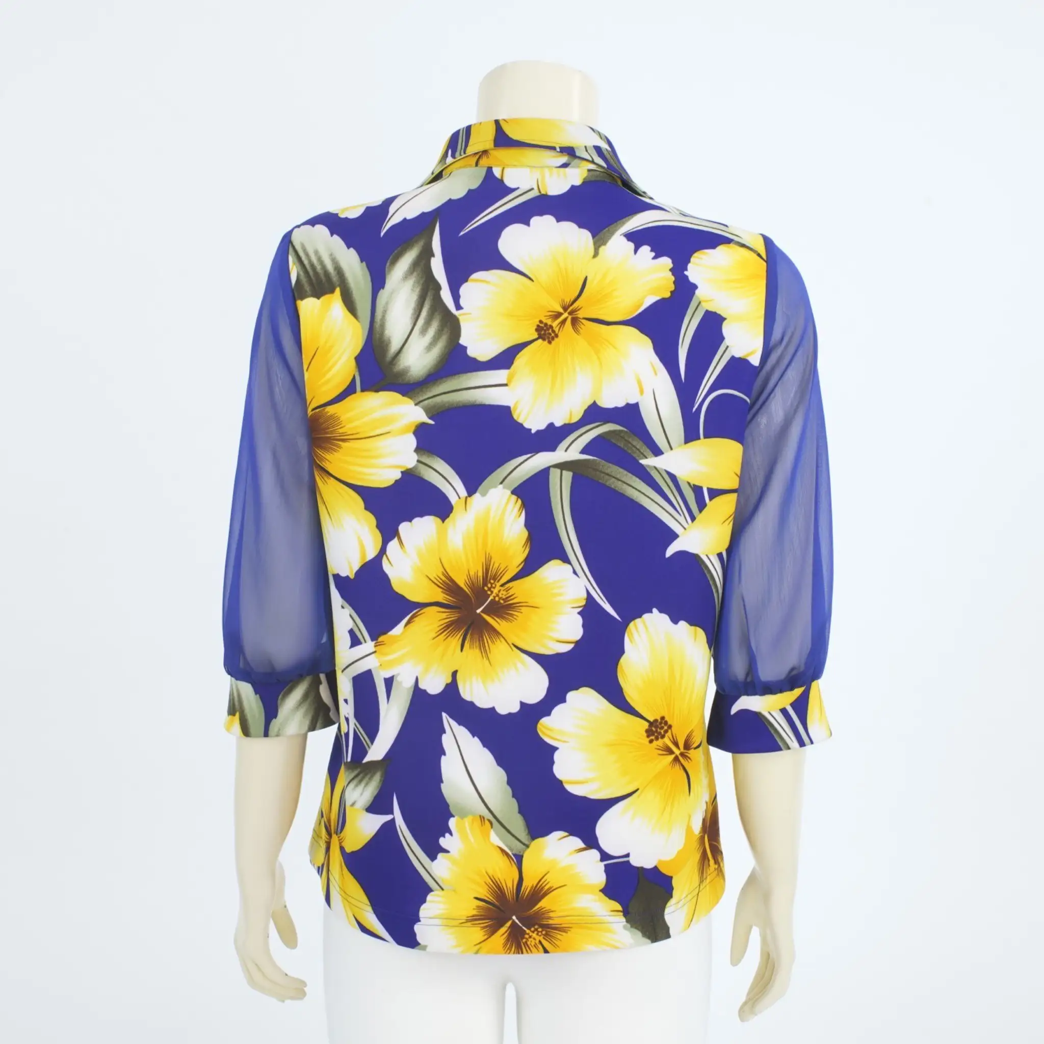 เสื้อเชิ้ต แขน 3 ส่วนลายดอกไม้สีเหลือง - Image 2