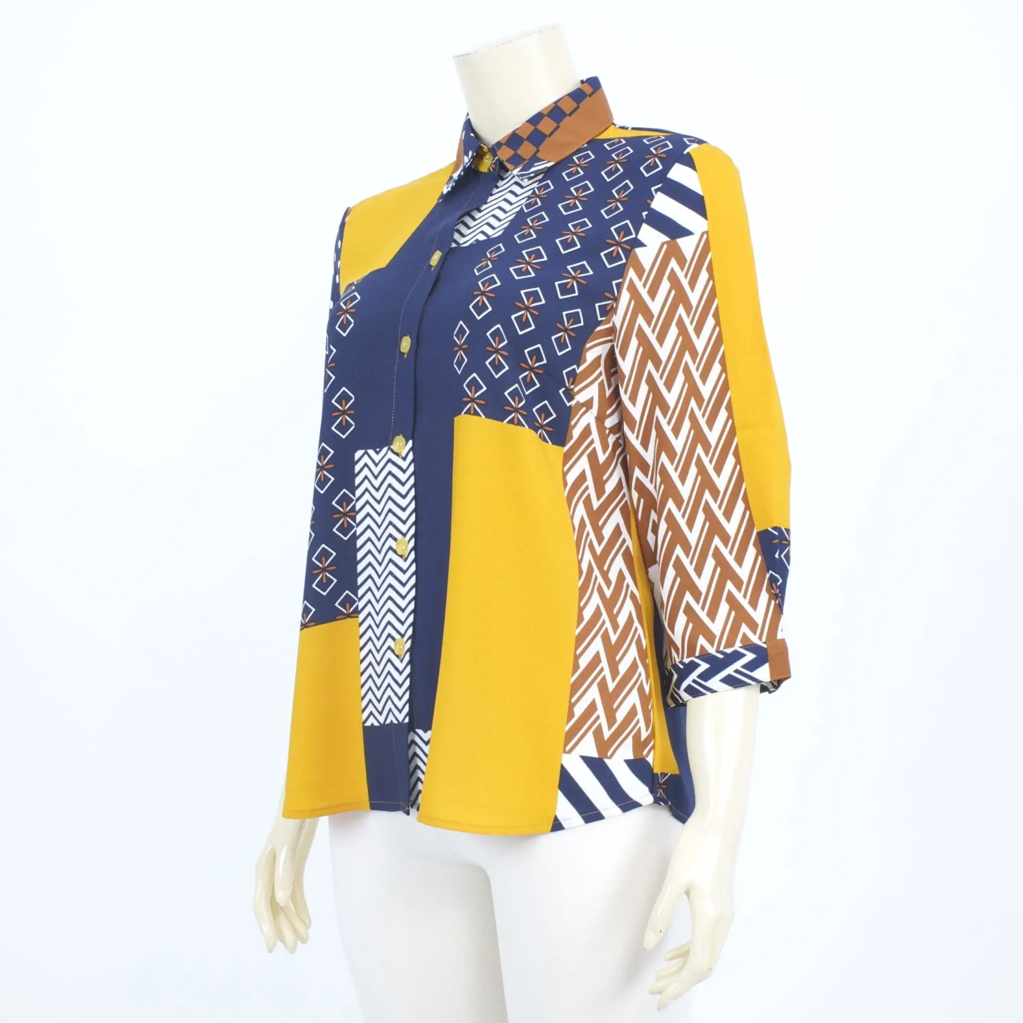 เสื้อเชิ้ต แขนยาว 4 ส่วน ลายดอกไม้แนวดิ่ง - Image 2