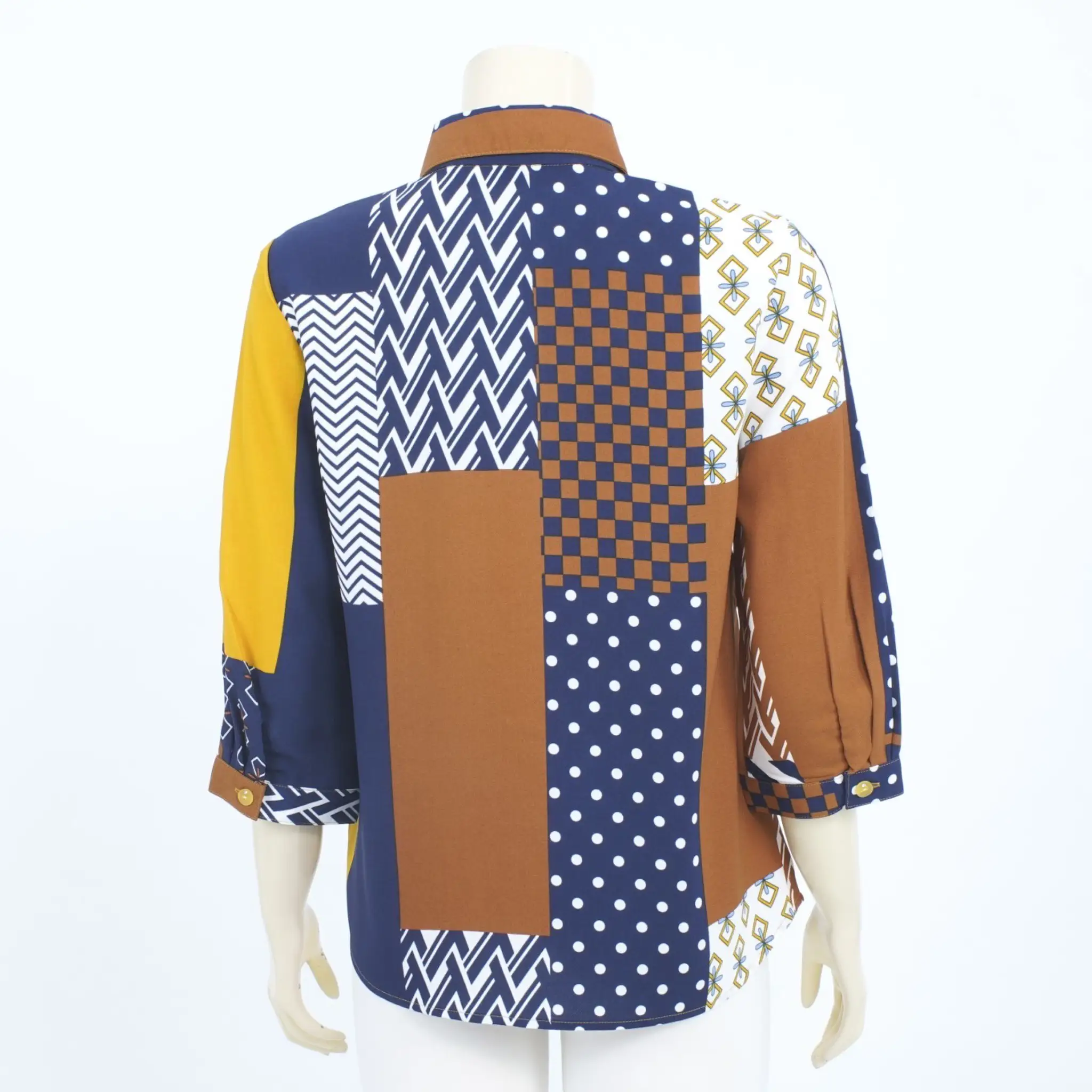เสื้อเชิ้ต แขนยาว 4 ส่วน ลายดอกไม้แนวดิ่ง - Image 3