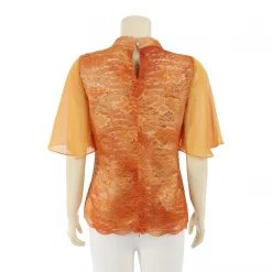 เสื้อคอปีนแหลม แขนระบายผ้าลูกไม้แฟนซี - Image 2