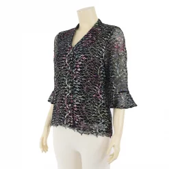 เสื้อคอวี แขน 3 ส่วน ผ้าลูกไม้ราเชลสีรุ้ง - Image 2