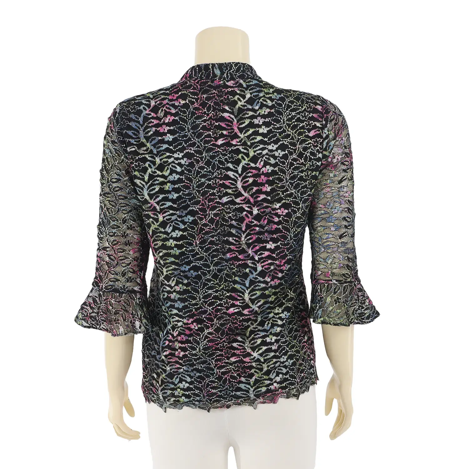 เสื้อคอวี แขน 3 ส่วน ผ้าลูกไม้ราเชลสีรุ้ง - Image 3