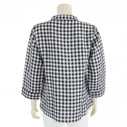 เสื้อคอจีน แขน 5 ส่วน ผ้าลินิน ลายตาราง - Image 6