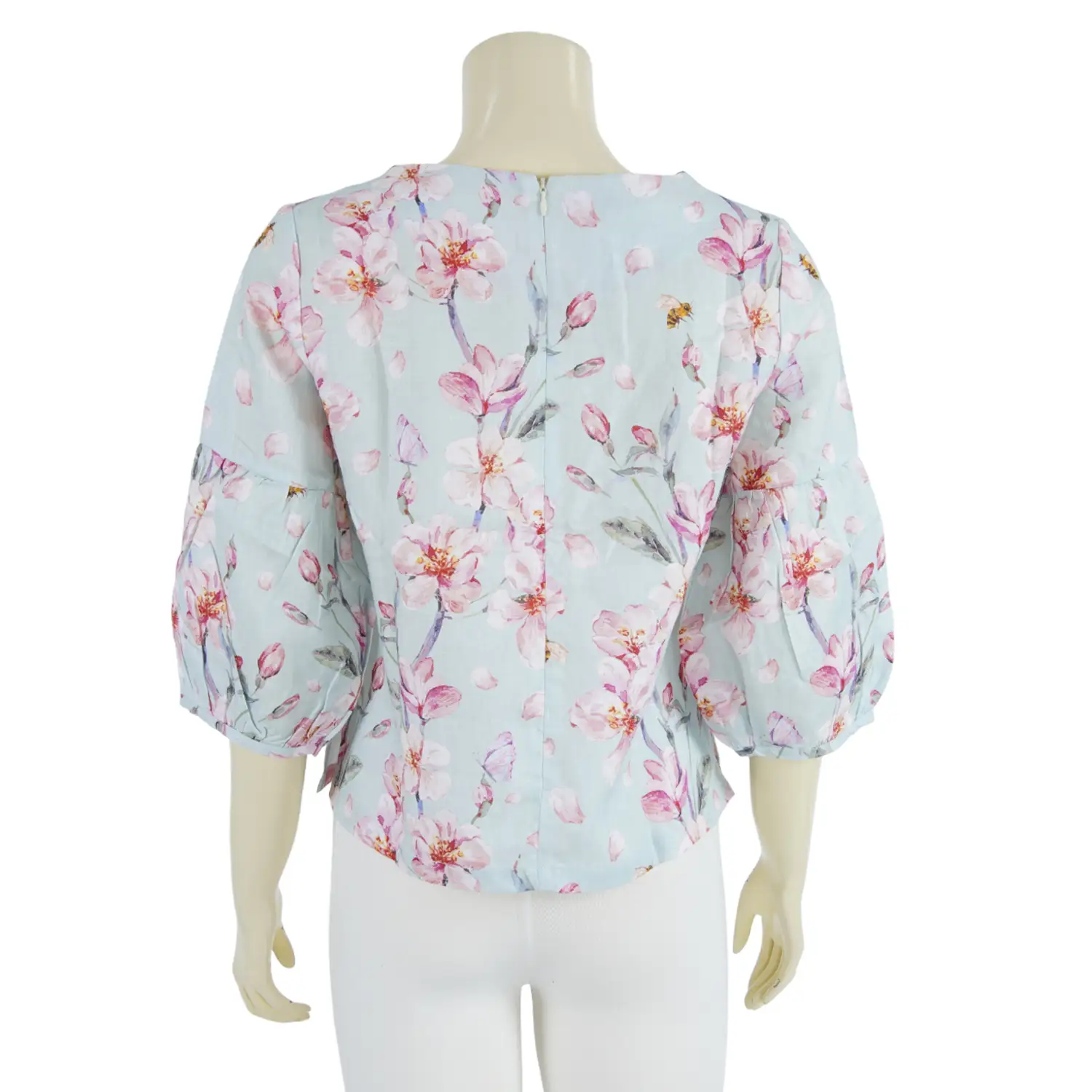 เสื้อคอกลม แขน 4 ส่วน ผ้าลินิน ลายดอกไม้ - Image 5