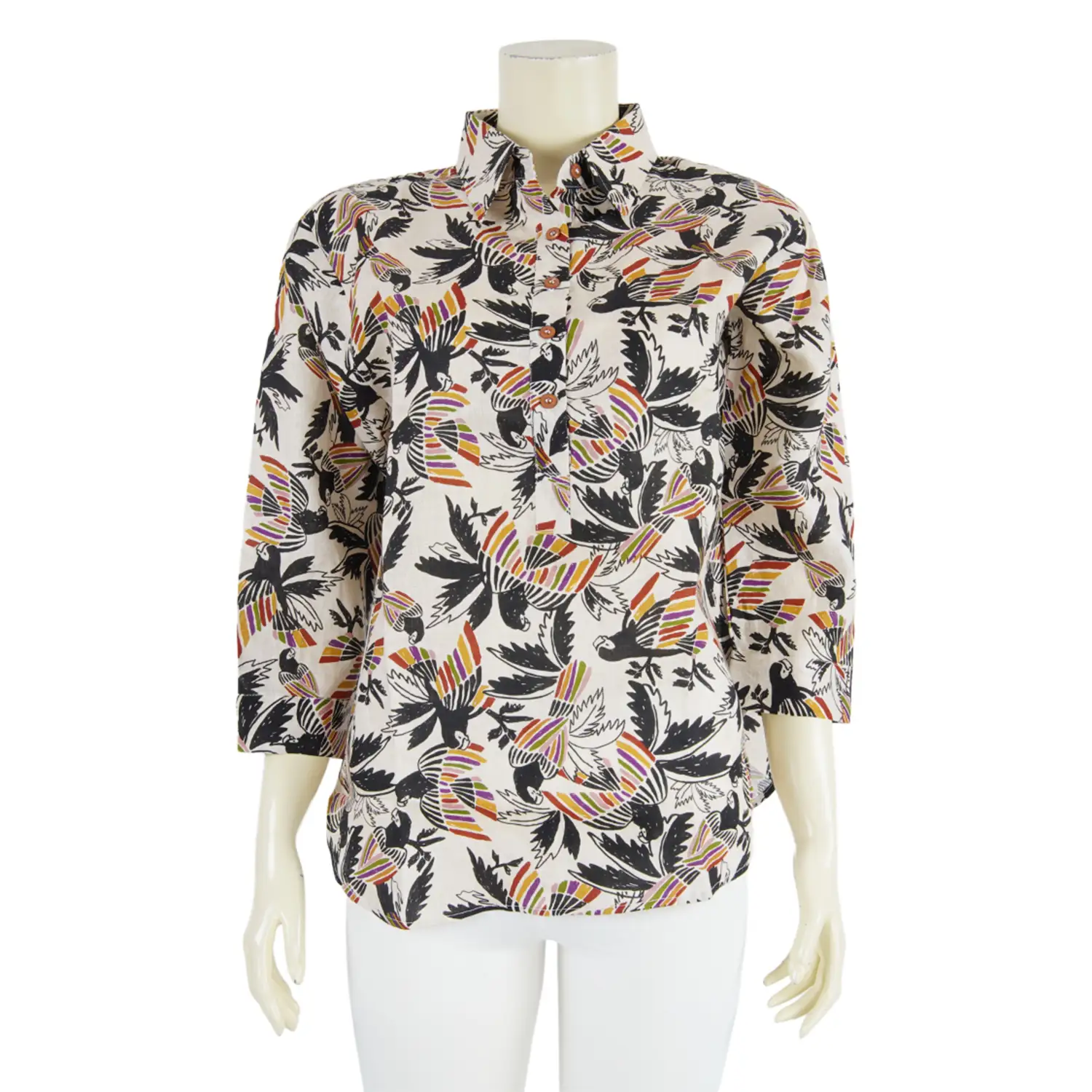 เสื้อคอปก แขน 5 ส่วน ผ้าลินิน ลายสัตว์ - Image 3