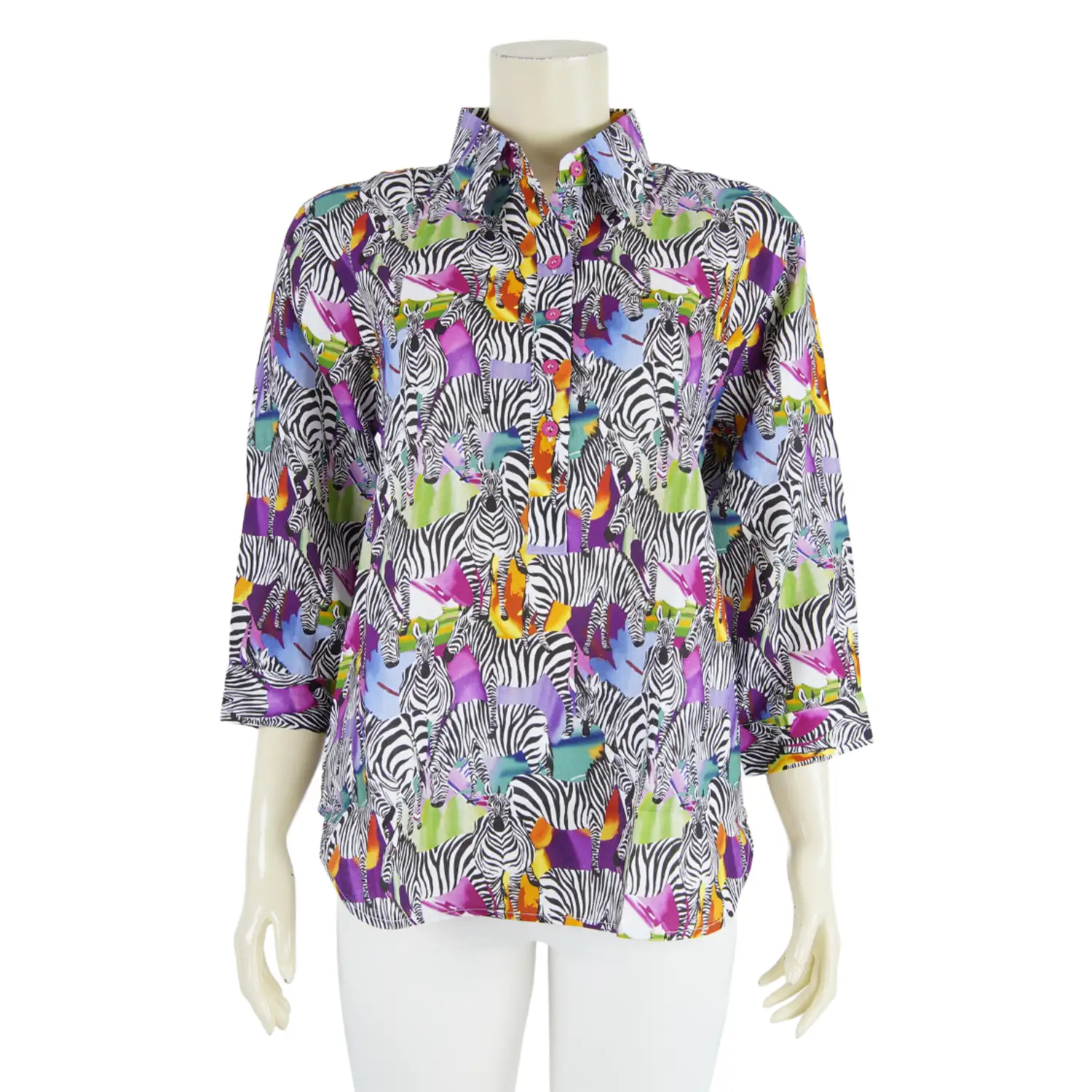 เสื้อคอปก แขน 5 ส่วน ผ้าลินิน ลายสัตว์ - Image 4