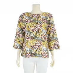 เสื้อคอกลม แขน 4 ส่วน ลายดอกไม้สไตล์วินเทจ - Image 2