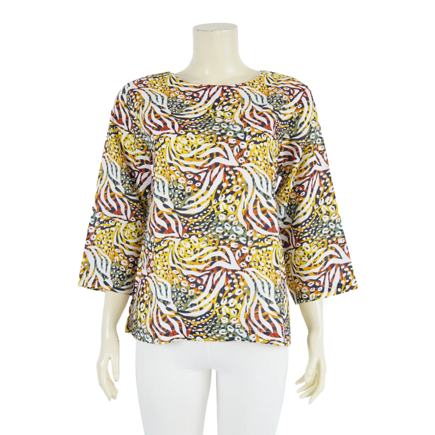 เสื้อคอกลม แขน 4 ส่วน ลายดอกไม้สไตล์วินเทจ - Image 2