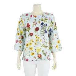 เสื้อคอกลม แขน 4 ส่วน ลายดอกไม้สไตล์วินเทจ - Image 3