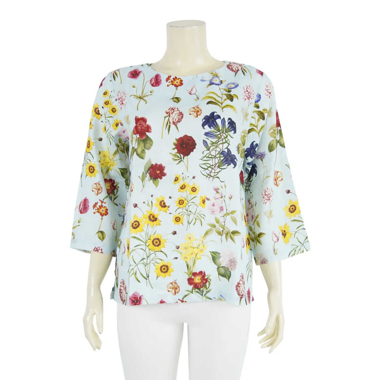 เสื้อคอกลม แขน 4 ส่วน ลายดอกไม้สไตล์วินเทจ - Image 3