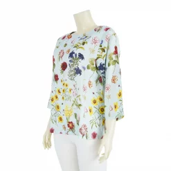 เสื้อคอกลม แขน 4 ส่วน ลายดอกไม้สไตล์วินเทจ - Image 4