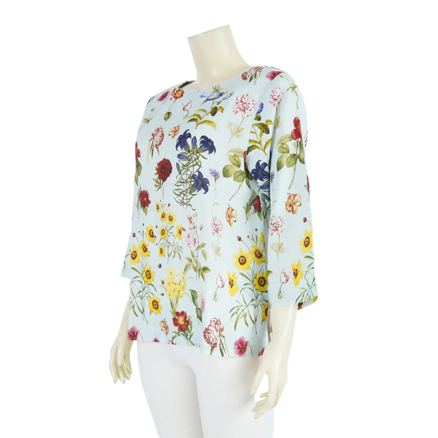 เสื้อคอกลม แขน 4 ส่วน ลายดอกไม้สไตล์วินเทจ - Image 4