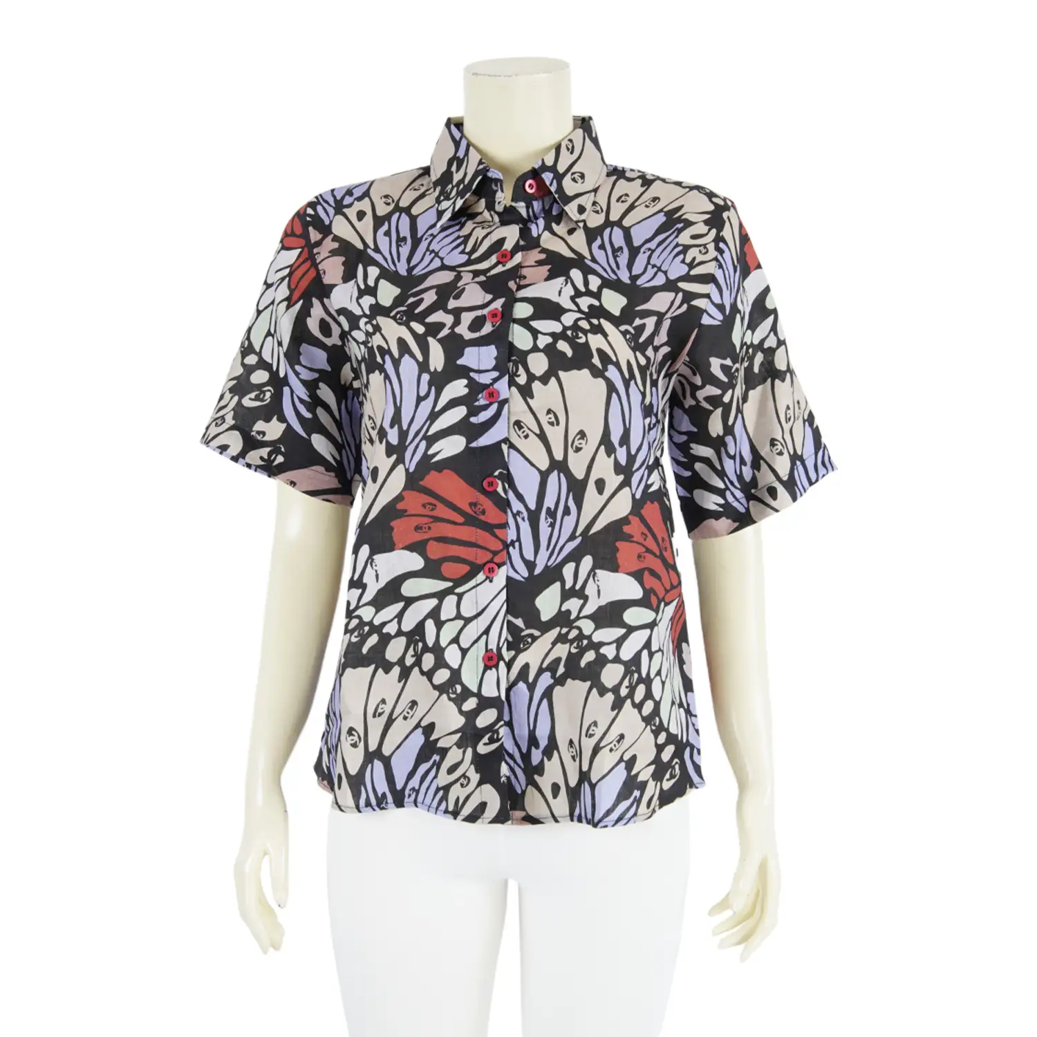 เสื้อเชิ้ตแขนสั้น ผ้าลินินพิมพ์ลาย - Image 2