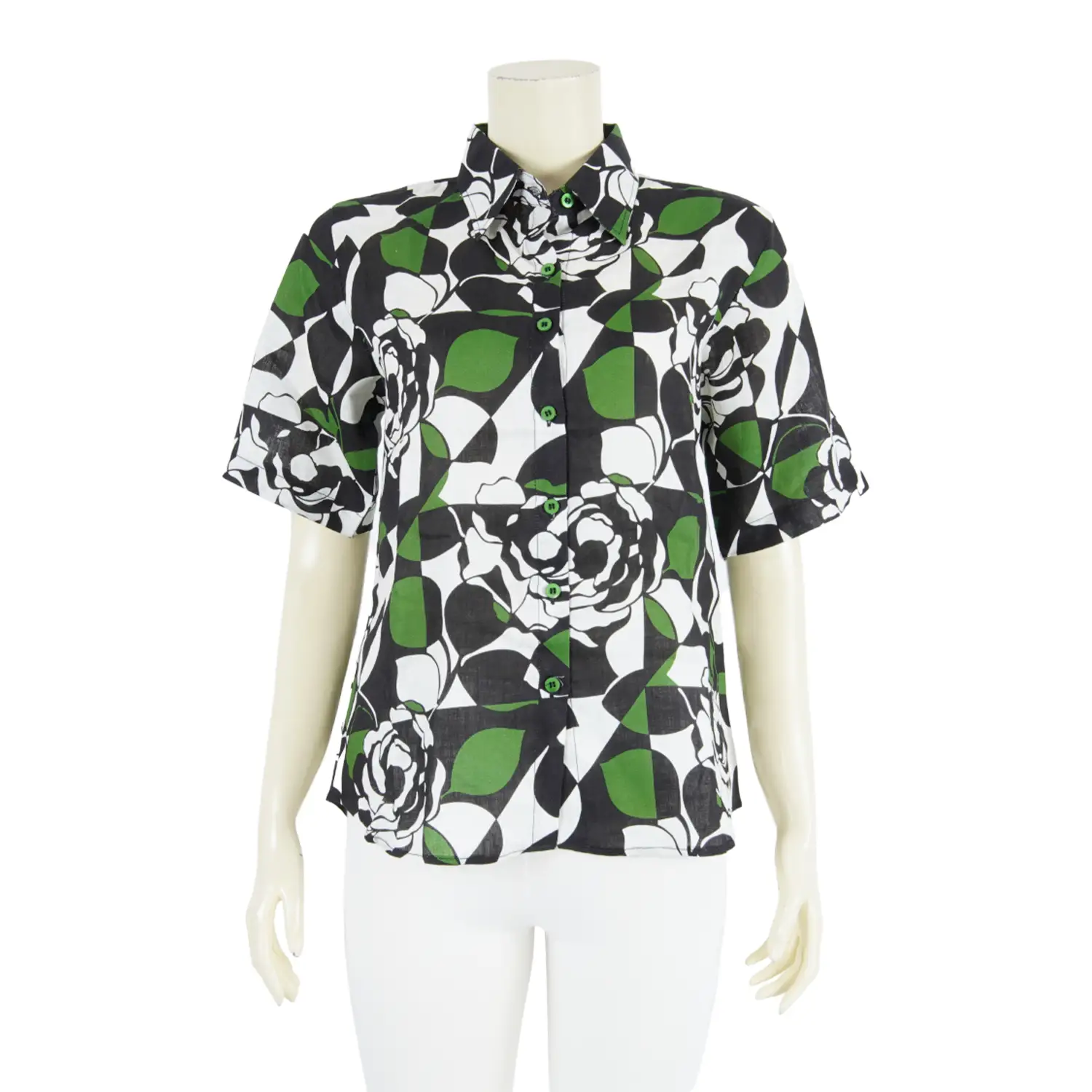 เสื้อเชิ้ตแขนสั้น ผ้าลินินพิมพ์ลาย - Image 3