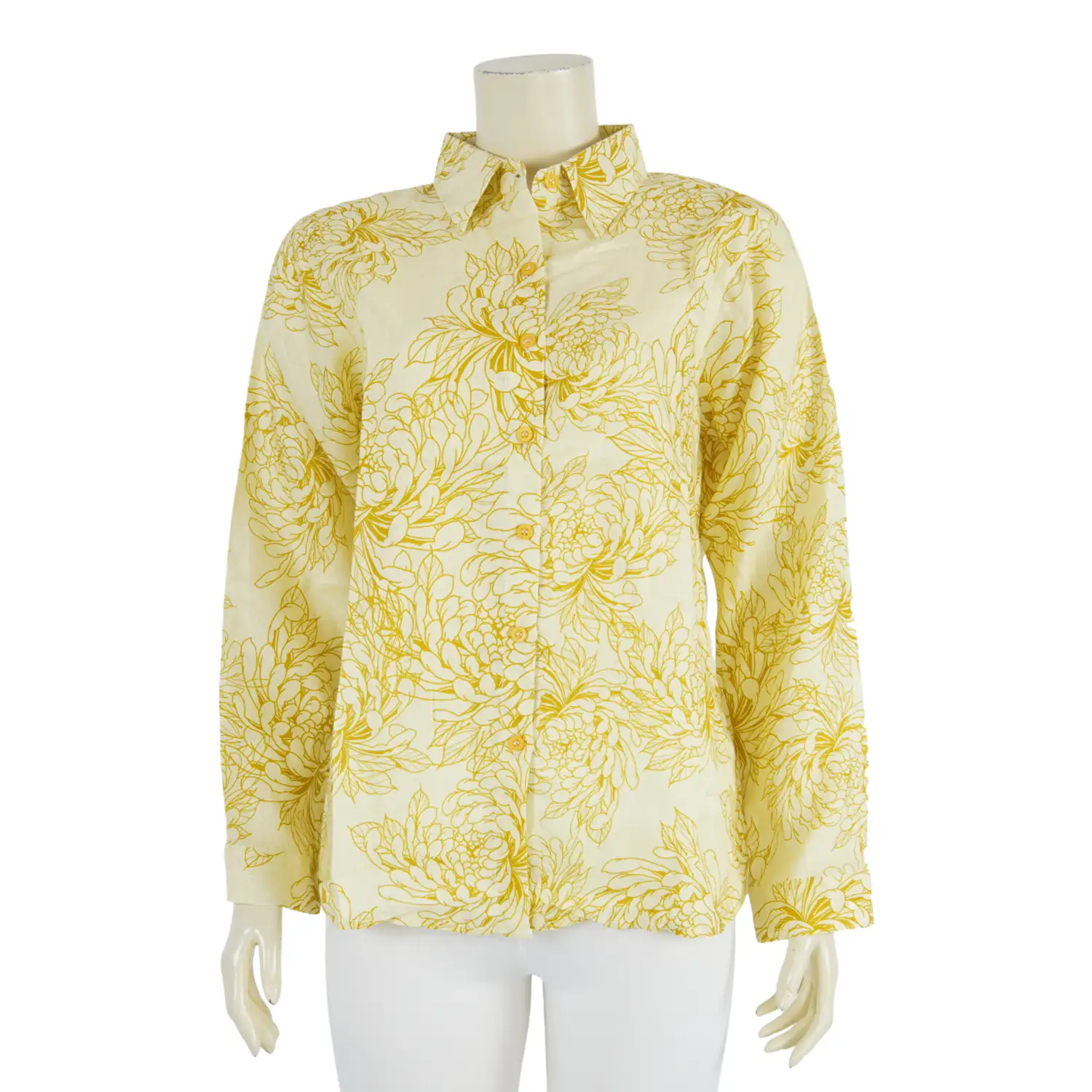 เสื้อเชิ้ตแขนยาว ผ้าลินินพิมพ์ลาย - Image 2