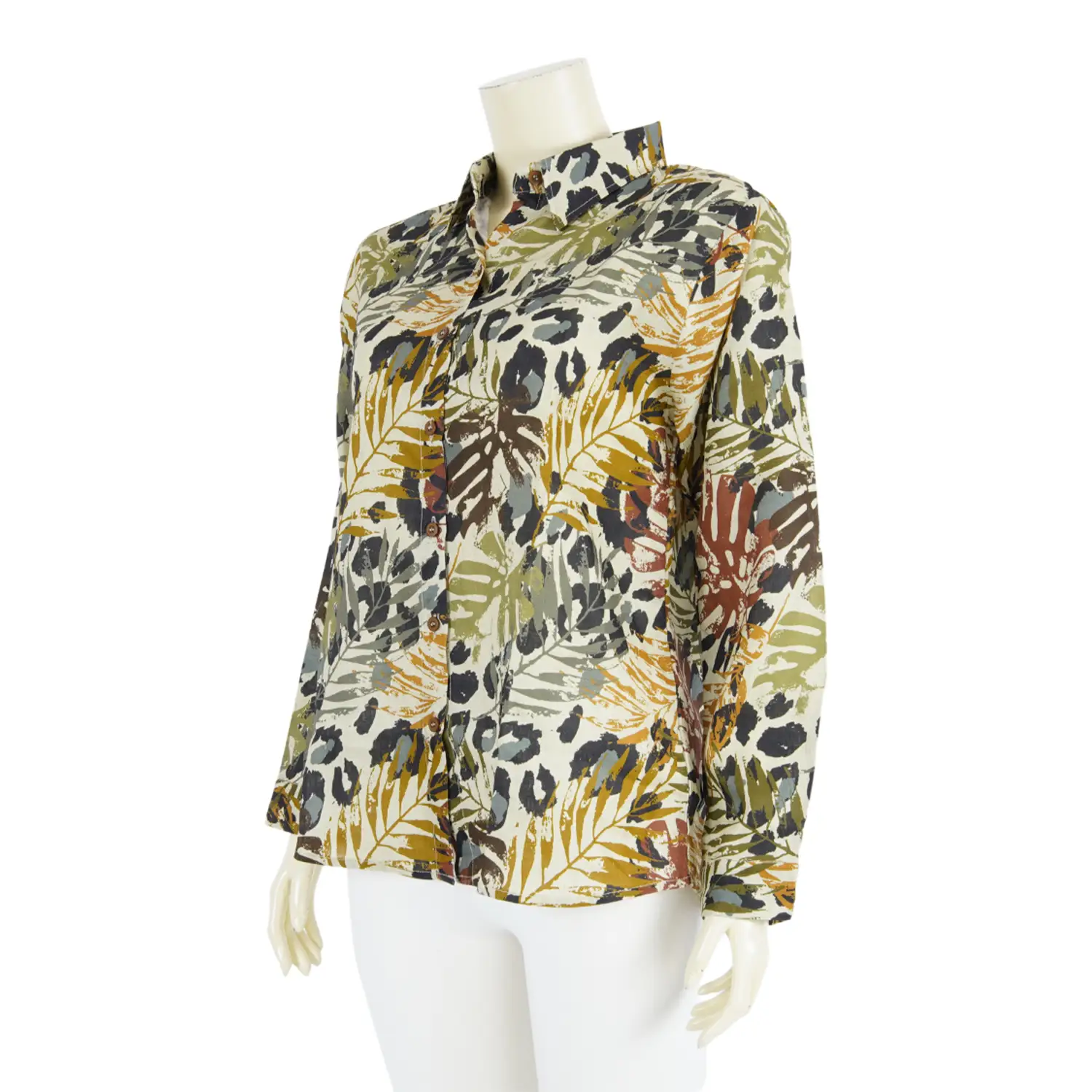 เสื้อเชิ้ตแขนยาว ผ้าลินินพิมพ์ลาย - Image 5