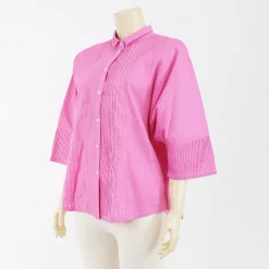 เสื้อเชิ้ตแขนค้างคาว 3 ส่วน ตีเกล็ดแนวดิ่ง - Image 4