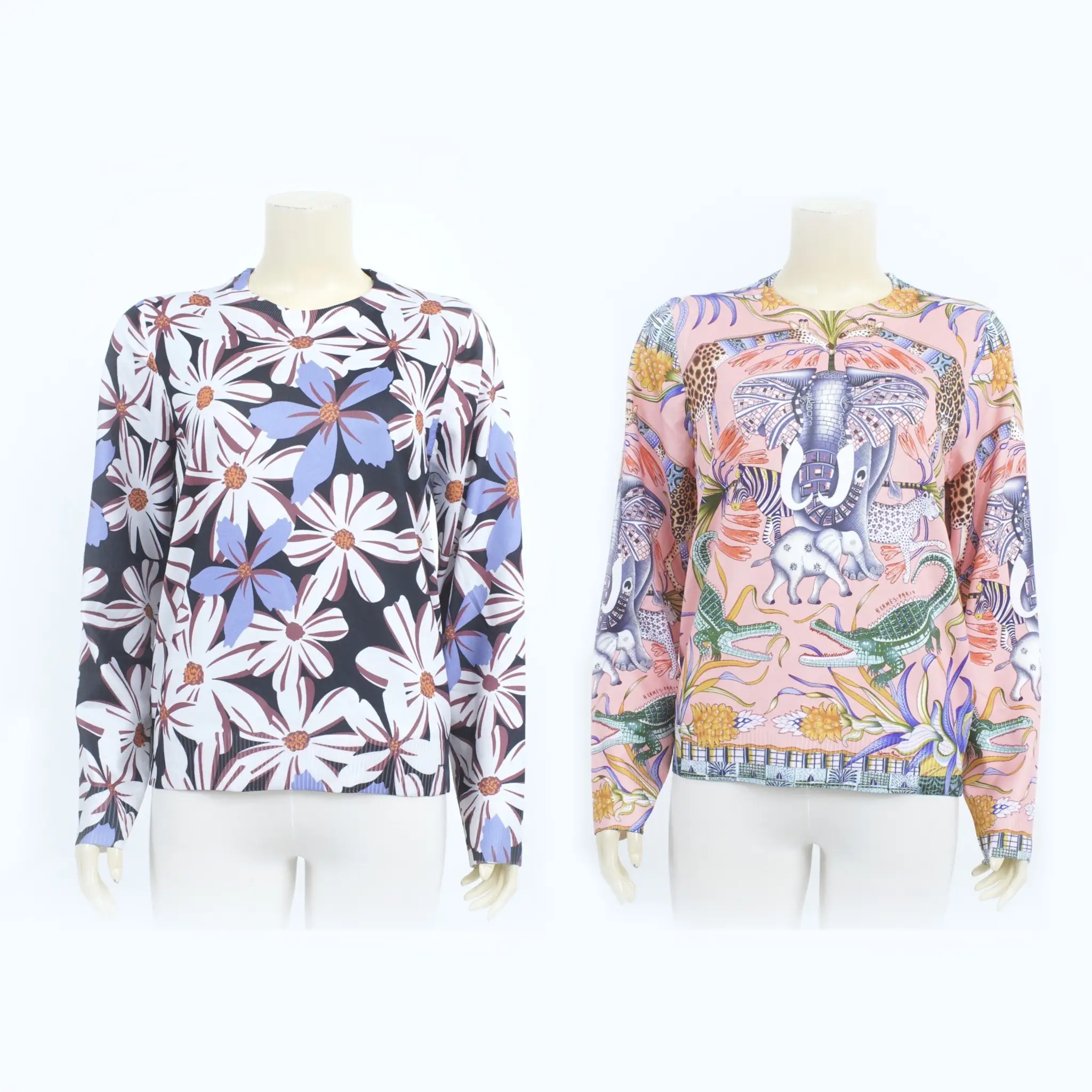 เสื้อคอกลม แขนยาว ผ้าทอเกาหลี ลายกราฟิก