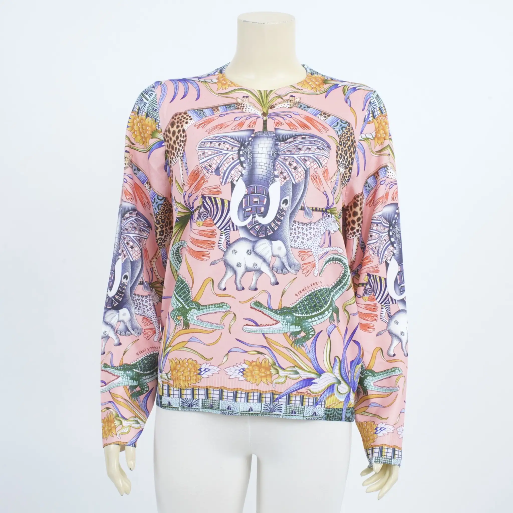 เสื้อคอกลม แขนยาว ผ้าทอเกาหลี ลายกราฟิก - Image 3