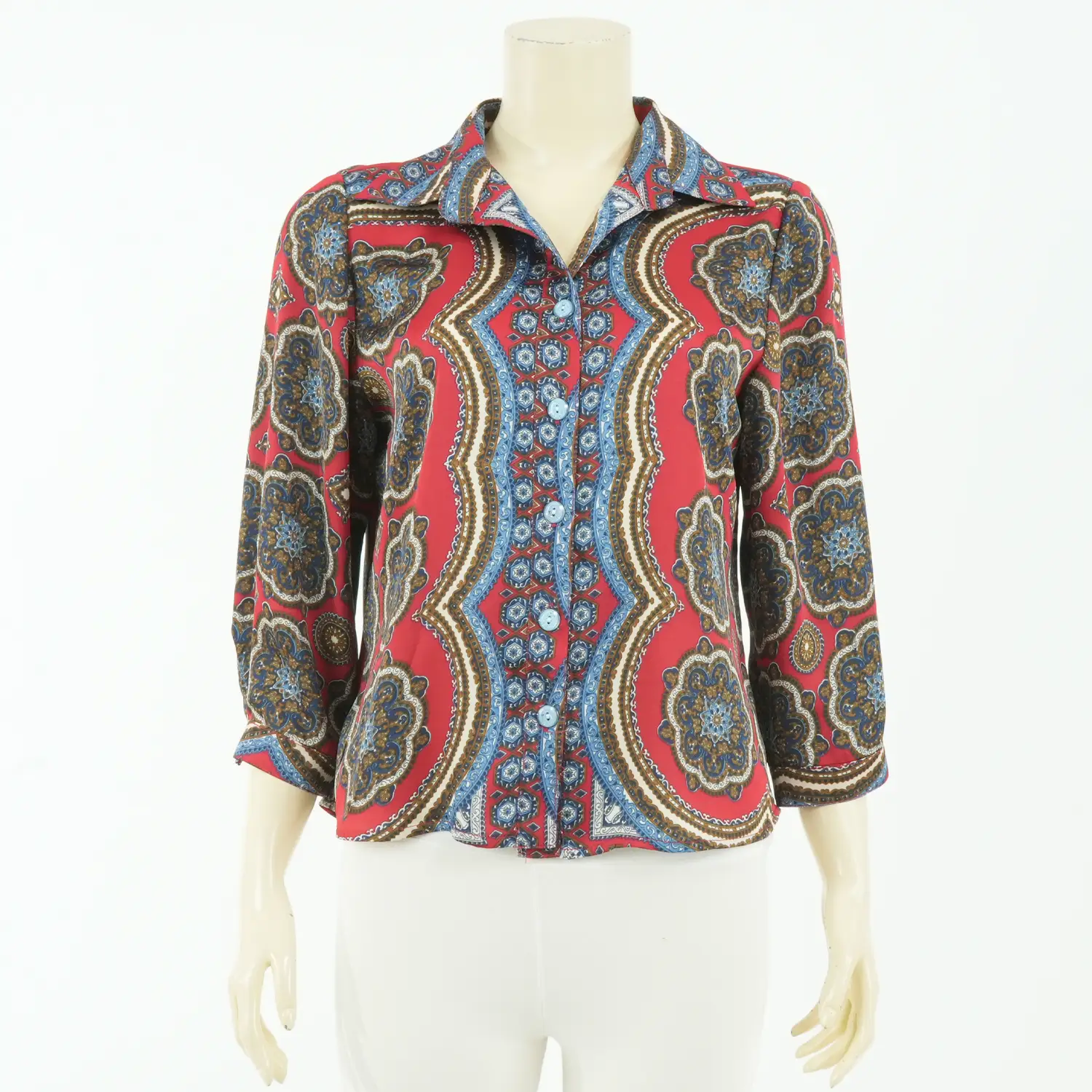 เสื้อเชิ้ต แขนกระบอก 4 ส่วน ผ้าลายสไตล์วินเทจ - Image 4