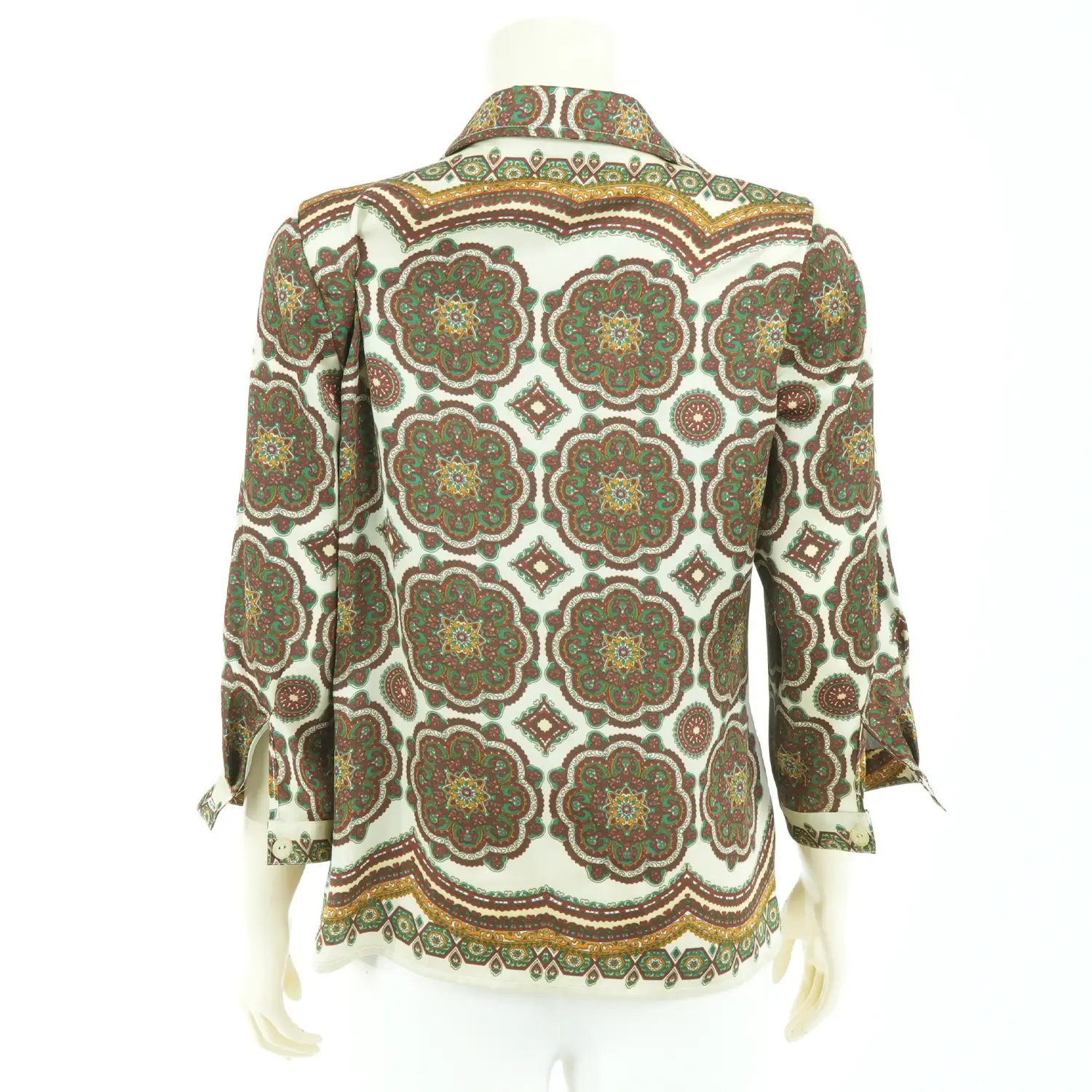 เสื้อเชิ้ต แขนกระบอก 4 ส่วน ผ้าลายสไตล์วินเทจ - Image 3
