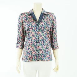 เสื้อเชิ้ตปกฮาวายเทเลอร์ปลายแขนพับทบลายดอกไม้วินเทจ