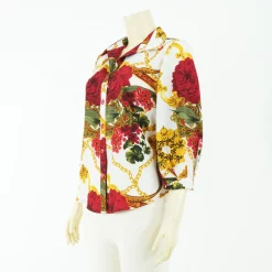 เสื้อเชิ้ตแขนพอง 4 ส่วนลายกุหลาบและโซ่ - Image 3