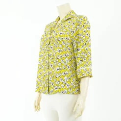 เสื้อเชิ้ตคอปกปีกนกแขนกระบอก 3 ส่วนผ้าลายดอกไม้ป่า - Image 3