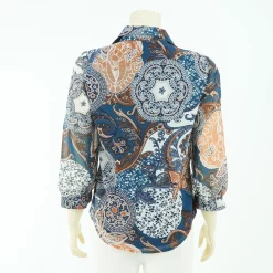 เสื้อเชิ้ตแขนพอง 4 ส่วนผ้าลายสไตล์วินเทจและผีเสื้อ - Image 2